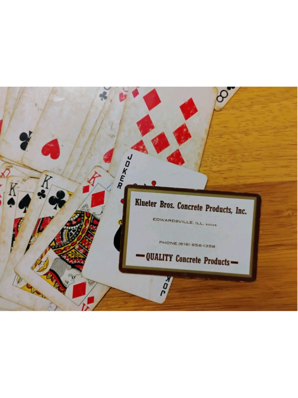 Edwardsville Illinois Vintage Klueter Bros. Concrete Products Inc Deck of Cards